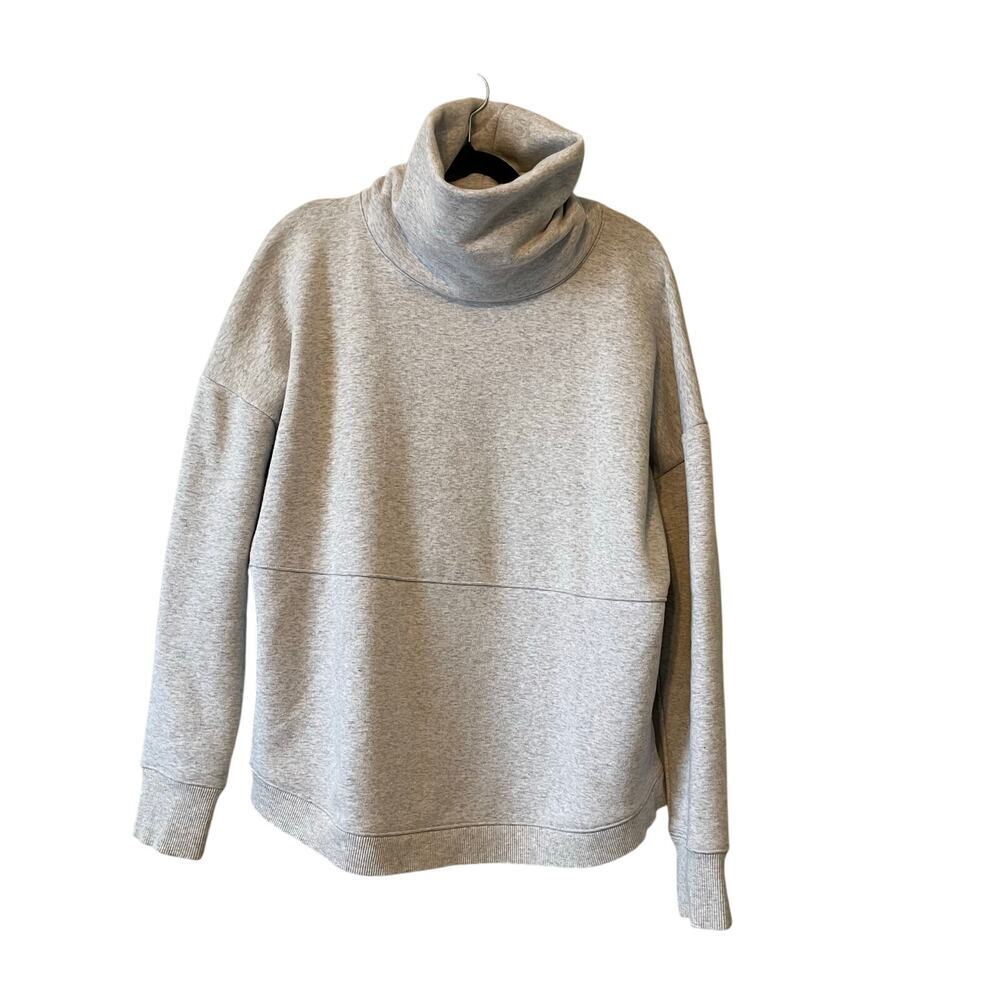Athleta Cozy chunky Turtleneck sweatshirt oversized boxy heather grey size S